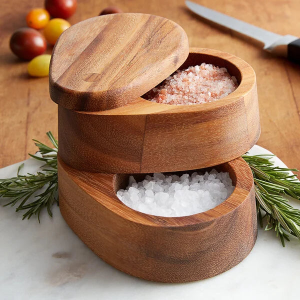 Ironwood | Double Layer Swivel Salt Box - Acacia Wood