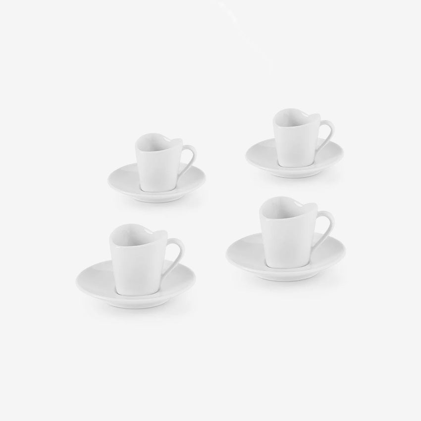 Alessi | "To" Set of 4 Mocha/Espresso Cups & Saucers