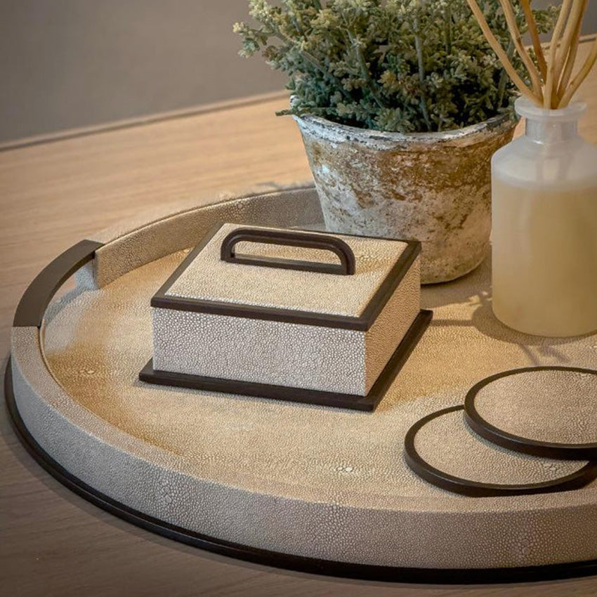 Addison Ross | Grand plateau rond faux galuchat