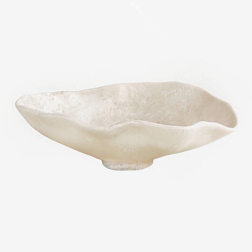 Beatriz Ball | Resin Alabaster Oval Bowl - White Swirl