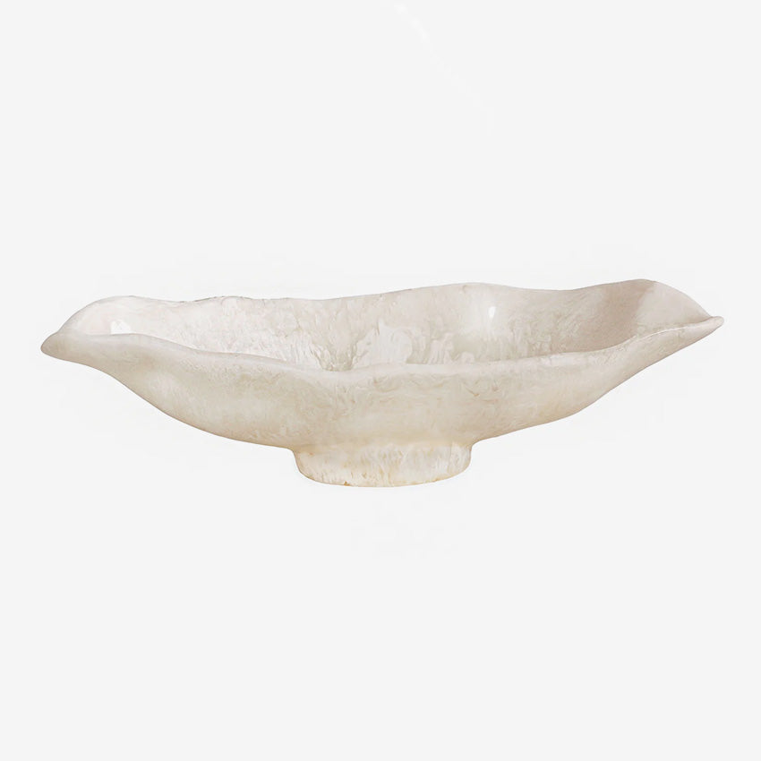 Beatriz Ball | Resin Alabaster Oval Bowl - White Swirl
