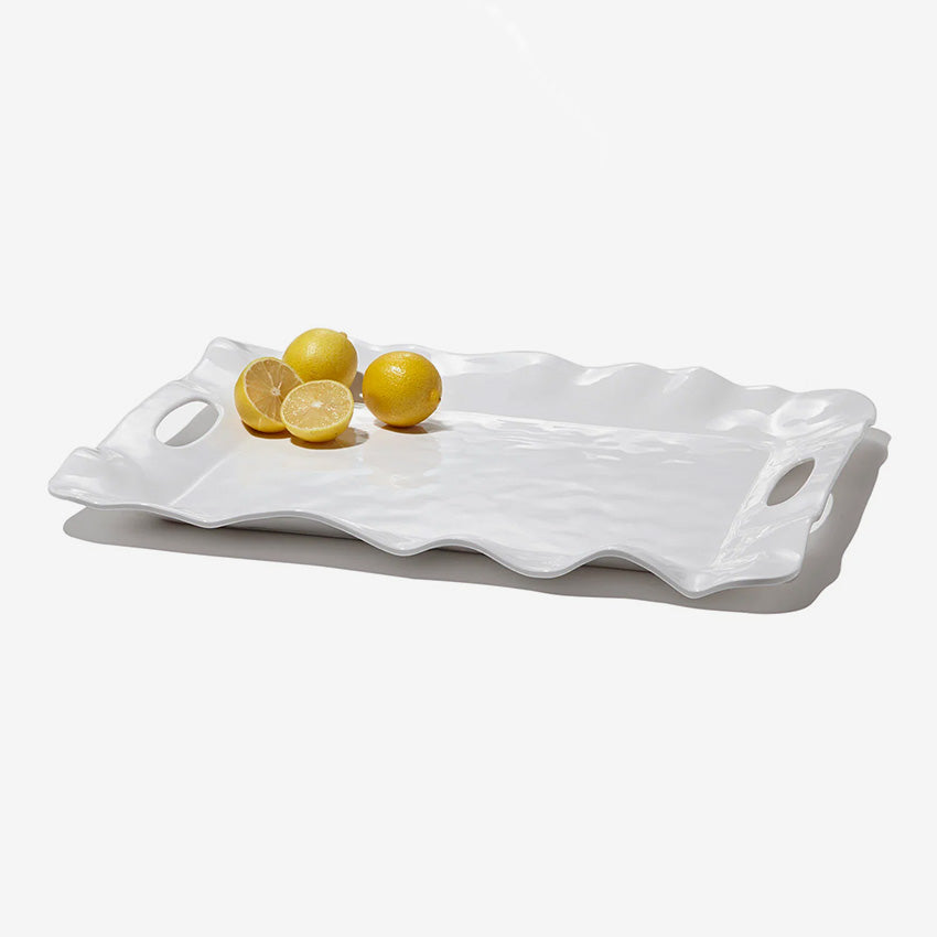 Beatriz Ball | Vida Havana Rectangular Tray with Handles (White)
