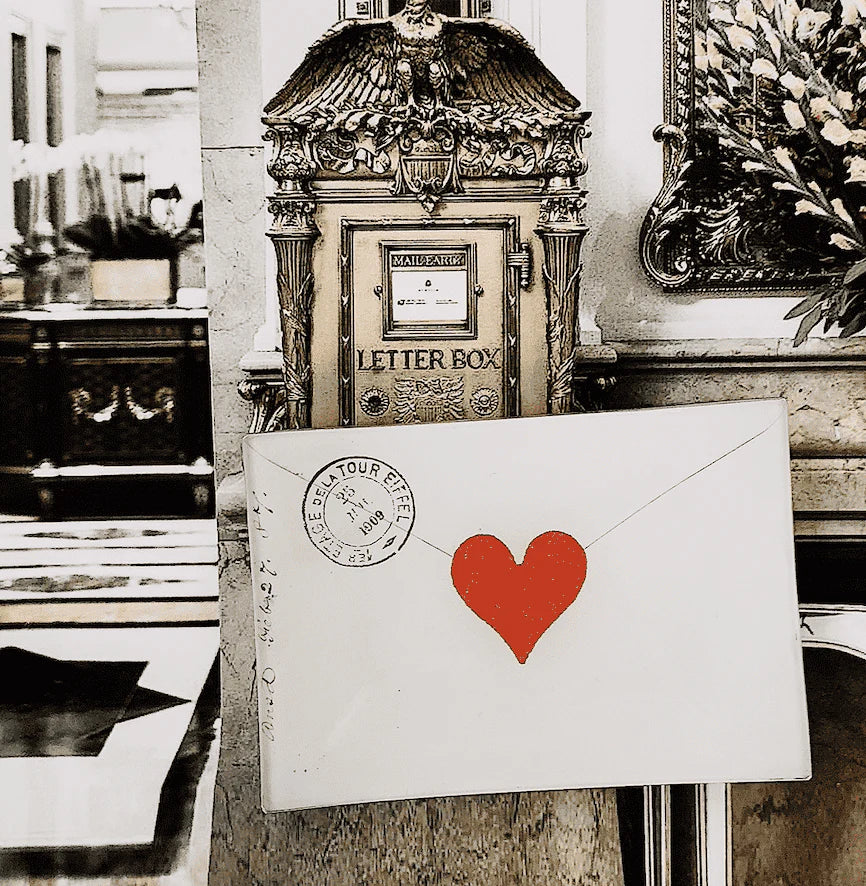 Ben's Garden | French Envelope With Heart Decoupage Glass Tray