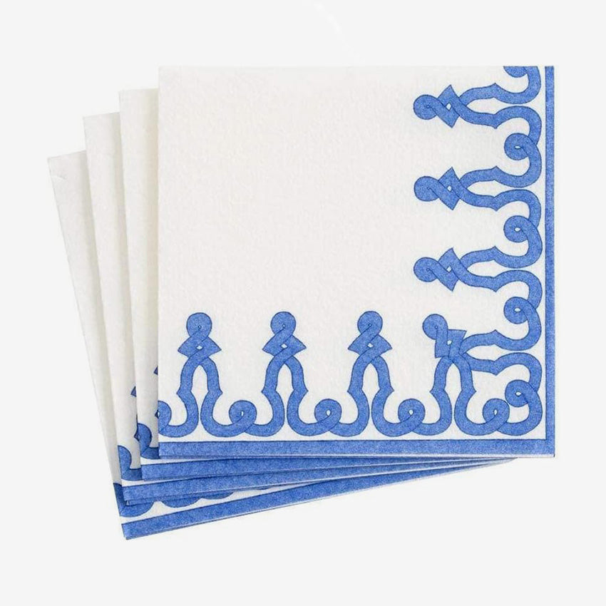 Caspari | Serviette de table Dessin Passementerie Riviera Bleu