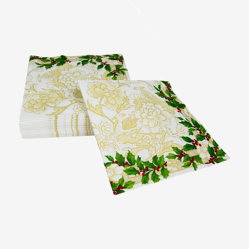 Caspari | Holly Ceramic Ivory & Gold Napkin