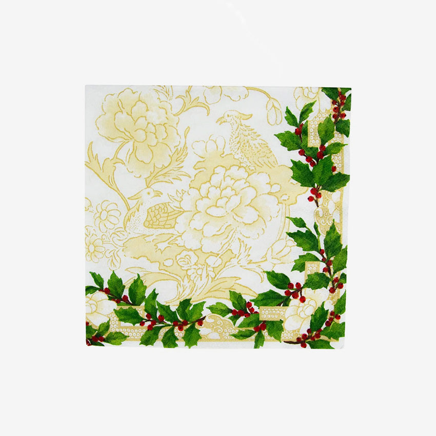 Caspari | Holly Ceramic Ivory & Gold Napkin