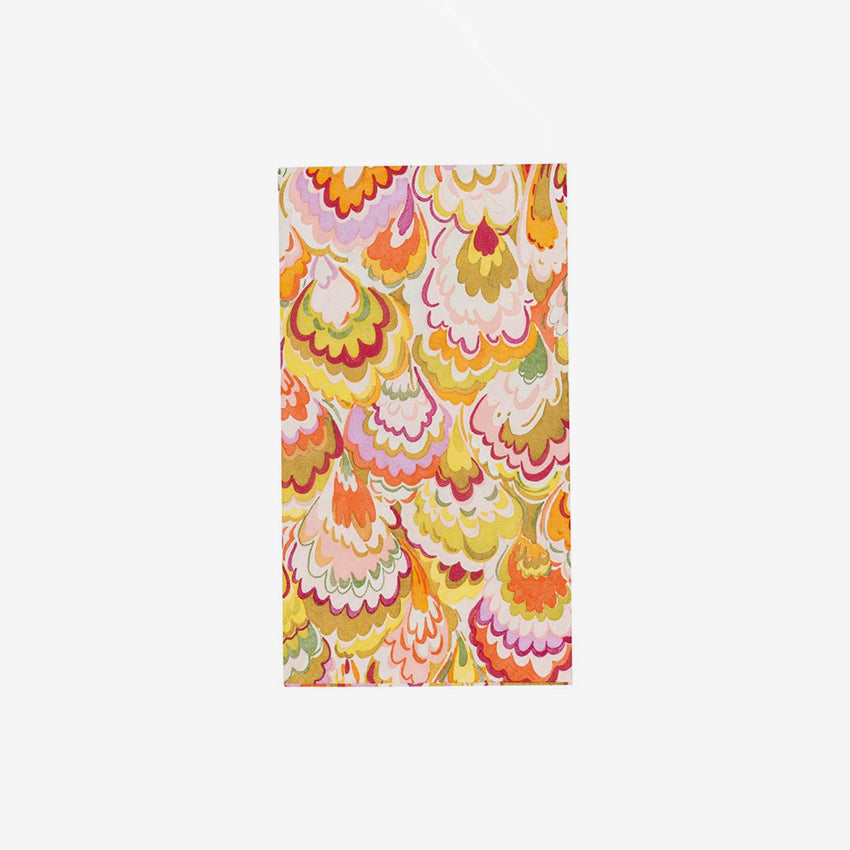 Caspari | Serviette de table Ceramica marbrée framboise et chartreuse