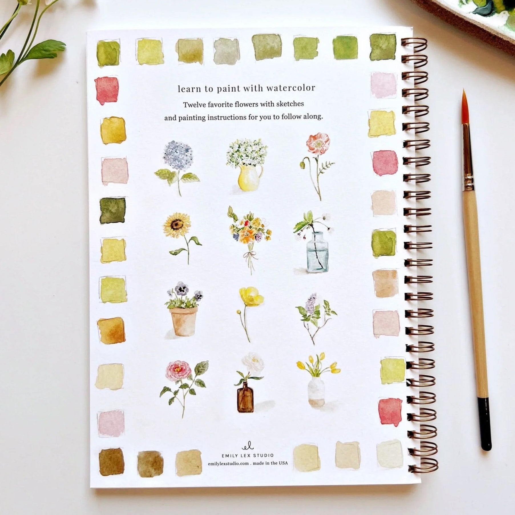 Emily Lex | Cahier d'aquarelle Fleurs