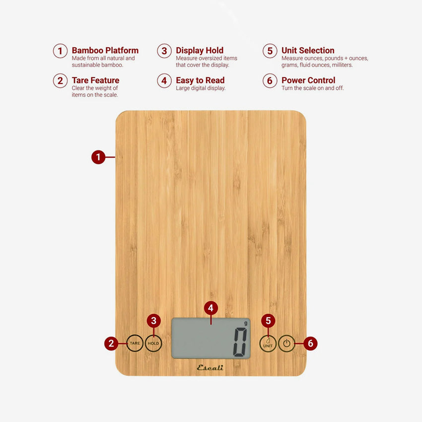 Escali | Arti Bamboo Kitchen Scale – Natural Bamboo
