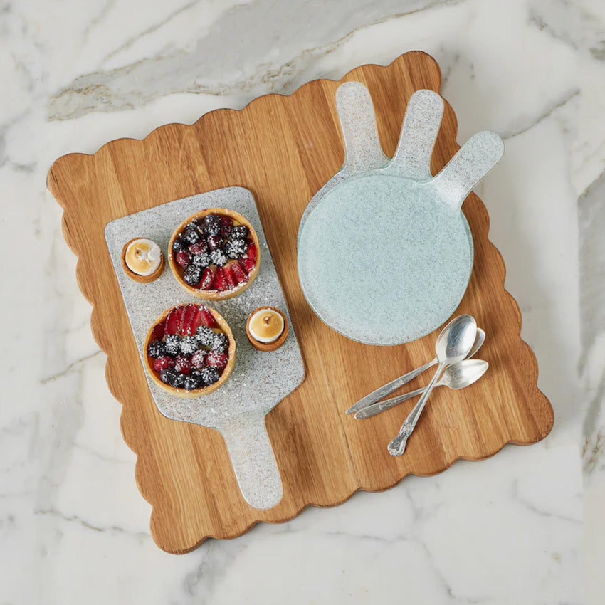 etúHOME | Stackable Appetizer Plate With Handle - White