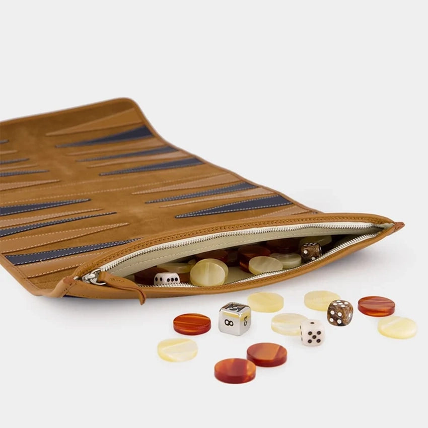 Hector Saxe - Victor Backgammon Travel Fabric - Denim