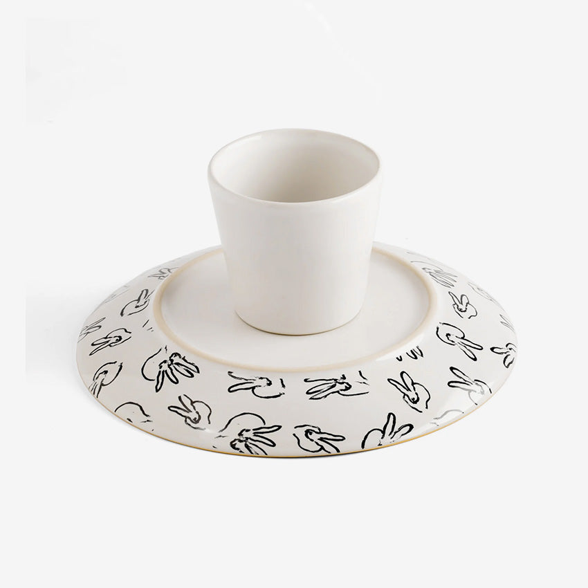 Hunt Slonem | Rabbit Run Footed Dessert Stand