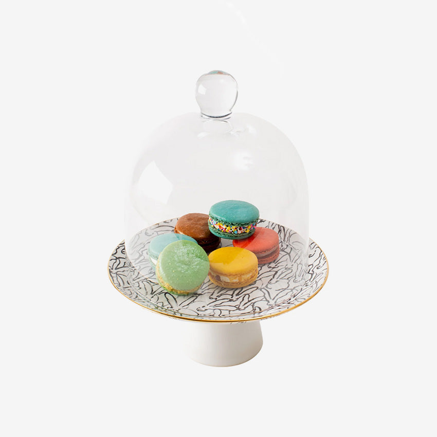 Hunt Slonem | Rabbit Run Footed Dessert Stand
