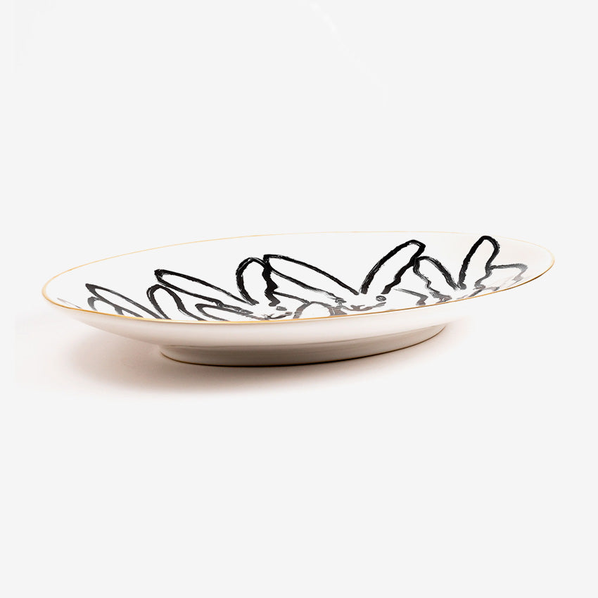 Hunt Slonem | Plateau de service Rabbit Run blanc