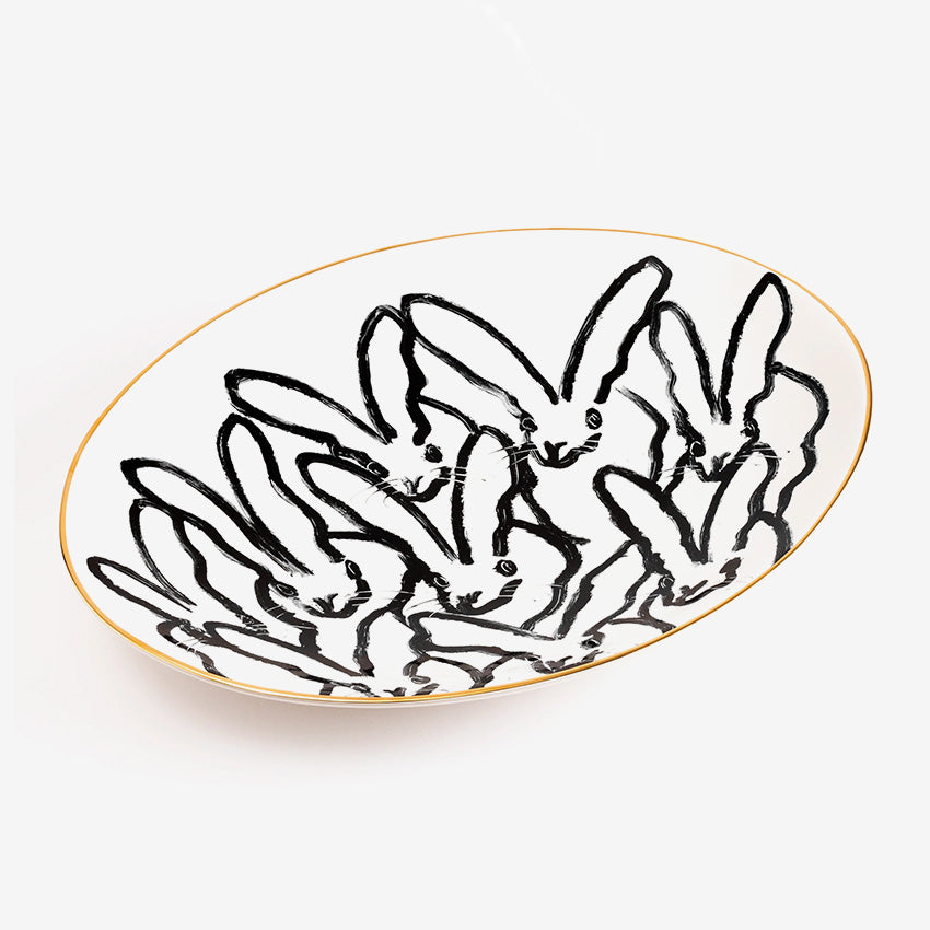 Hunt Slonem | Plateau de service Rabbit Run blanc