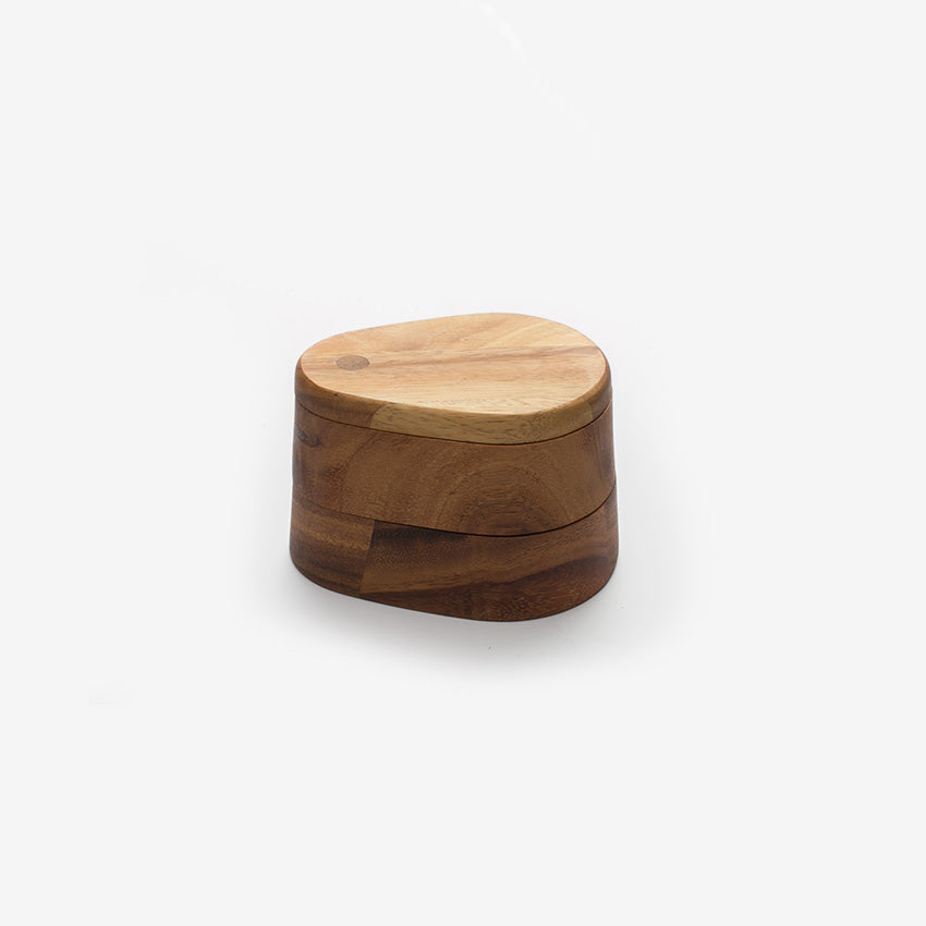 Ironwood | Double Layer Swivel Salt Box - Acacia Wood