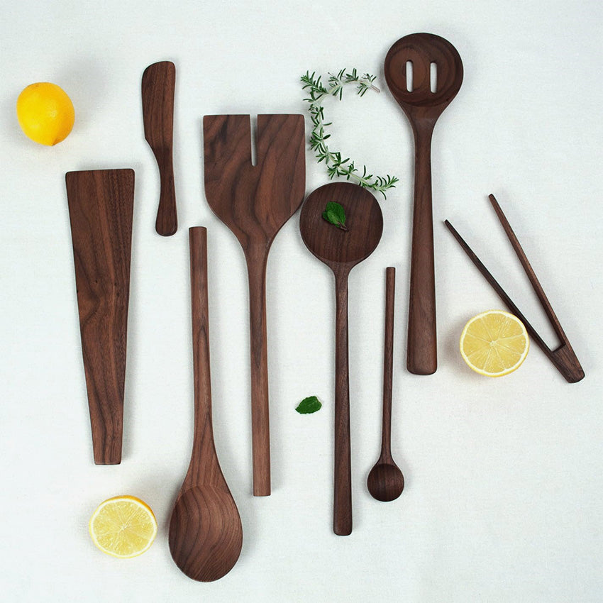 JBrody | 13" Double Fork Walnut Wood Salad Servers - Serving Utensils (C)