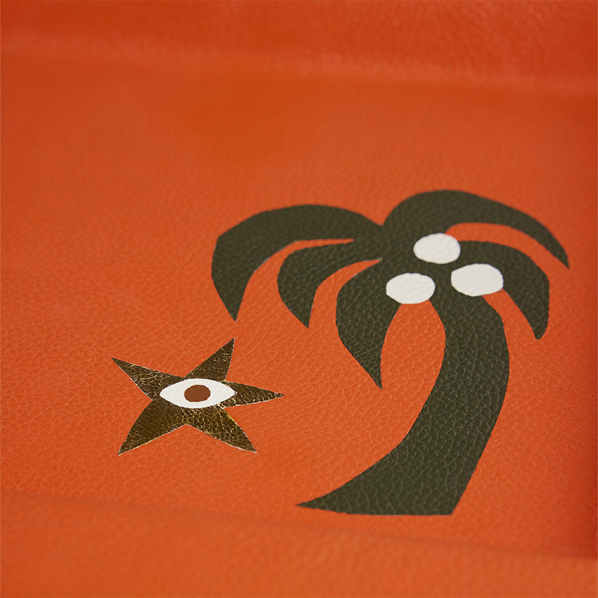 Jonathan Adler | Playa Leather Rectangle Tray - Palm Tree