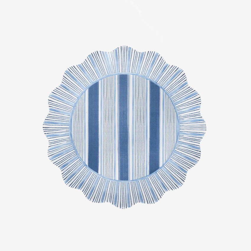 Juliska | Assiette en mélamine Cabana Stripe - Ensemble de 4