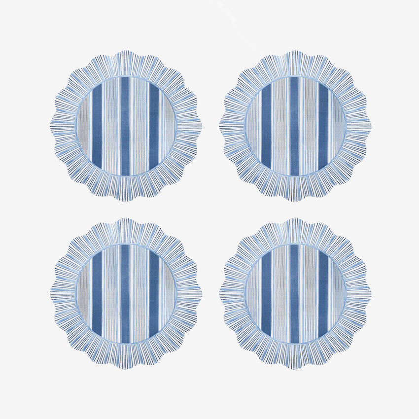 Juliska | Assiette en mélamine Cabana Stripe - Ensemble de 4