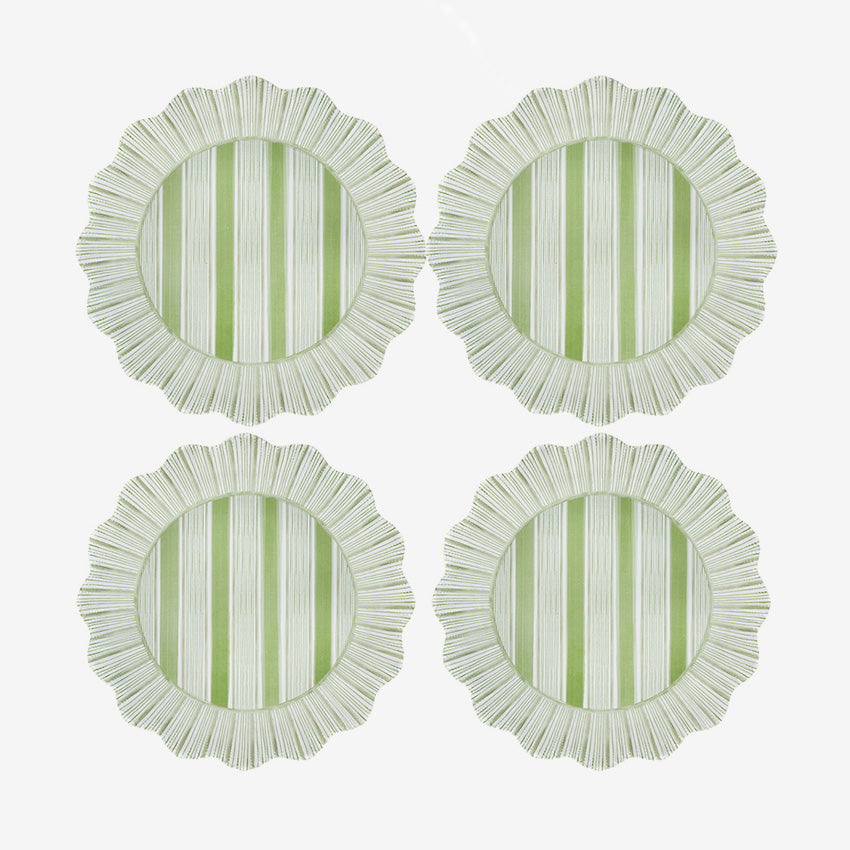 Juliska | Assiette en mélamine Cabana Stripe - Ensemble de 4