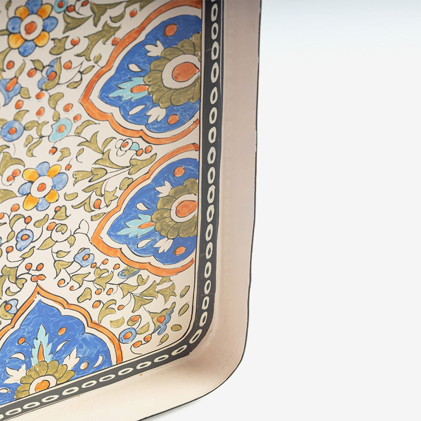 Les Ottomans | Plateau Persia en fer peint à la main