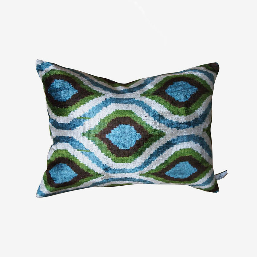 Les Ottomans | Silk Velvet Cushion - Green Blue