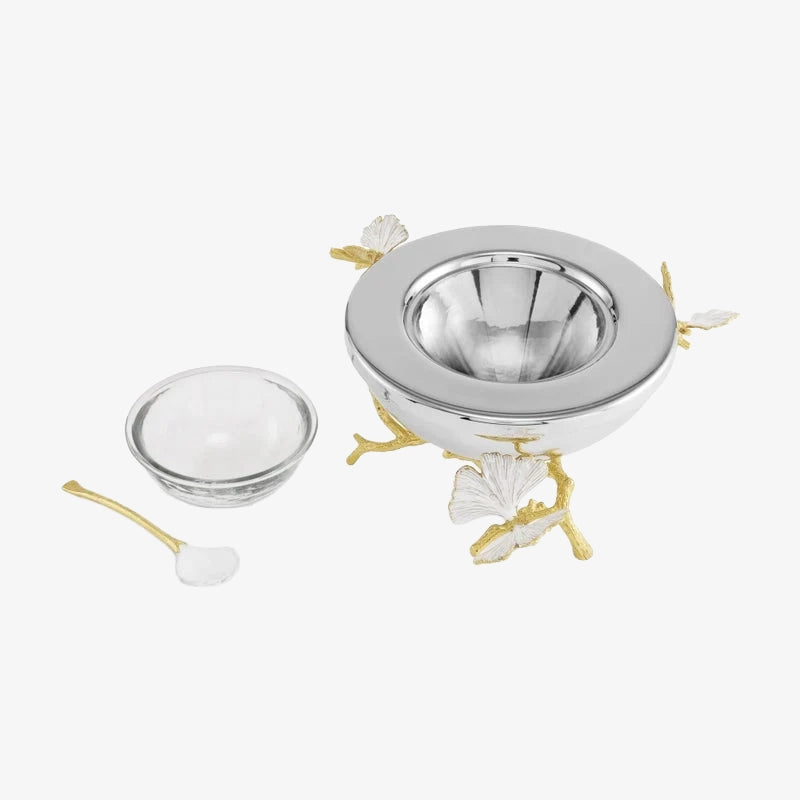 Michael Aram | Coupelle à caviar Butterfly Ginkgo dorée avec cuillère