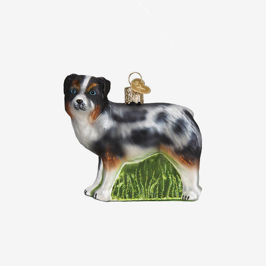 Old World Christmas | Blown Glass Ornament - Australian Shepherd