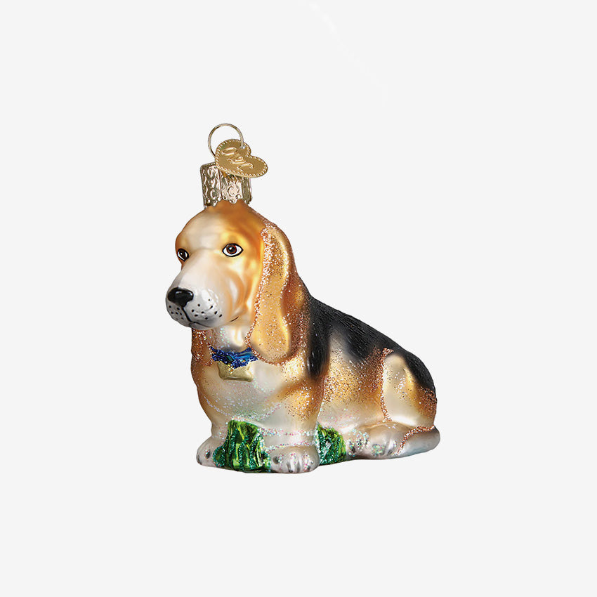 Old World Christmas | Blown Glass Ornament - Basset Hound