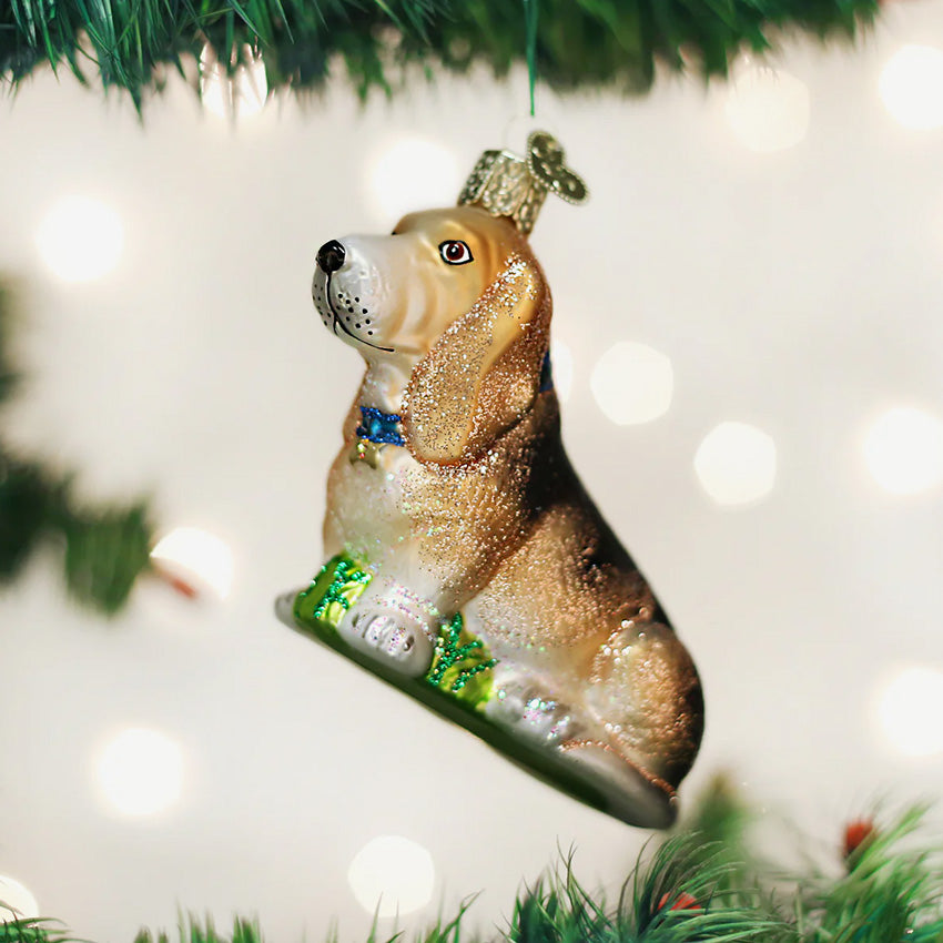 Old World Christmas | Blown Glass Ornament - Basset Hound