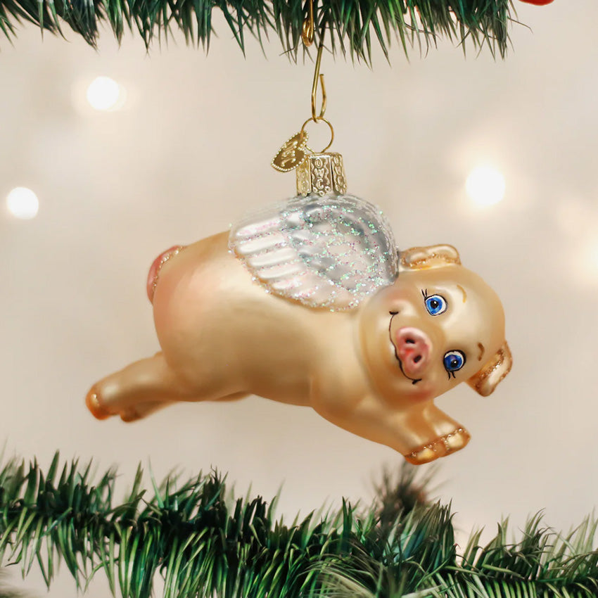 Old World Christmas | Ornement en verre soufflé - Cochon volant