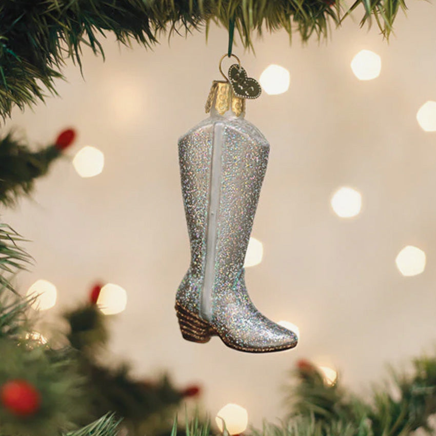 Old World Christmas | Ornement en verre soufflé - Botte pailletée