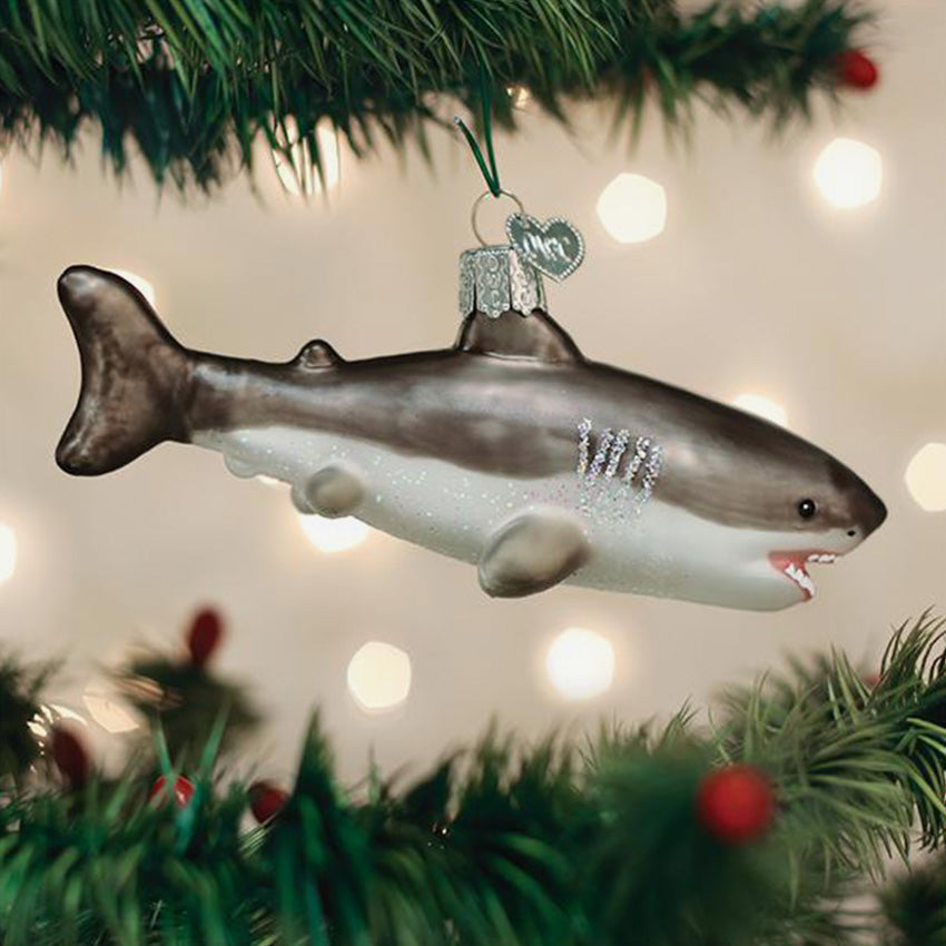 Old World Christmas | Blown Glass Ornament - Great White Shark