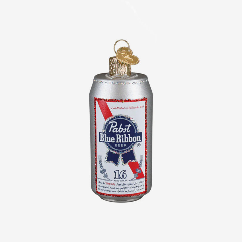 Old World Christmas | Ornement en verre soufflé - Canette de bière Pabst Blue Ribbon