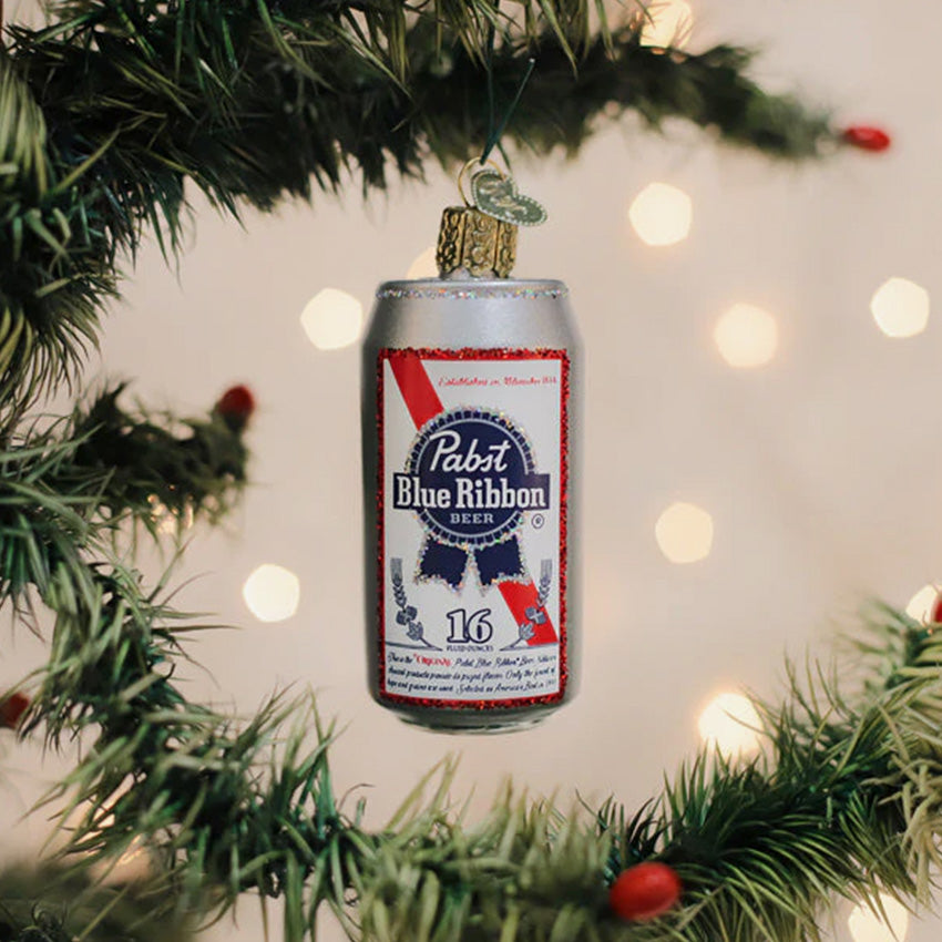 Old World Christmas | Ornement en verre soufflé - Canette de bière Pabst Blue Ribbon