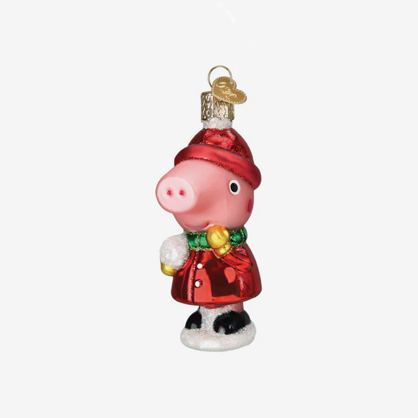 Old World Christmas | Blown Glass Ornament - Peppa Pig With Snowball