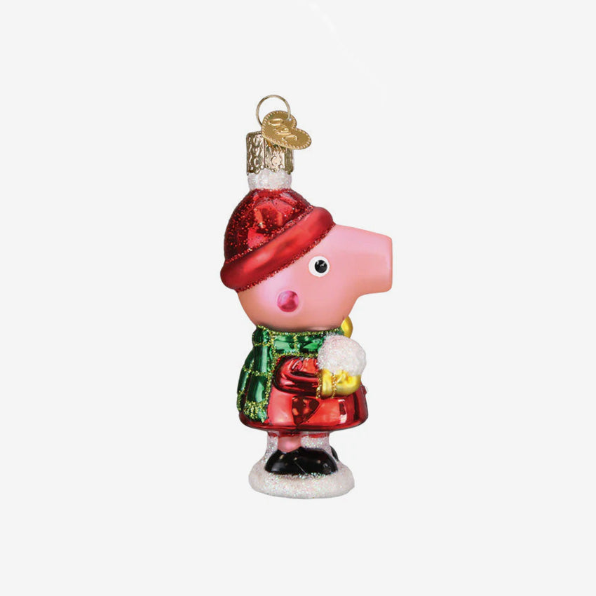 Old World Christmas | Blown Glass Ornament - Peppa Pig With Snowball