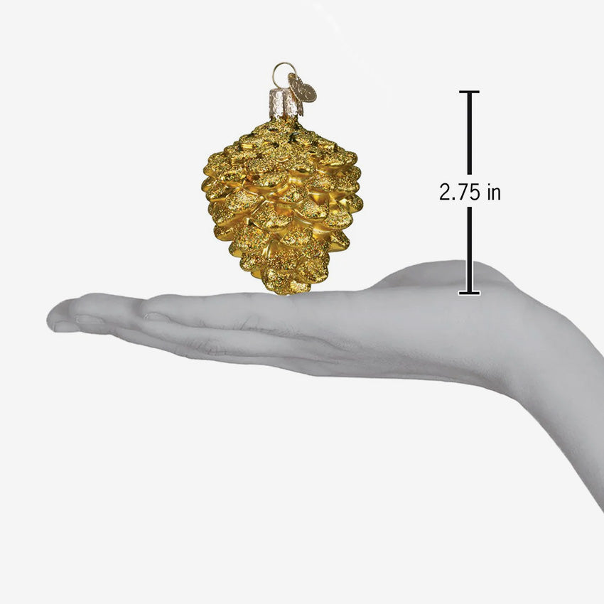 Old World Christmas | Blown Glass Ornament - Small Gold Pine Cone
