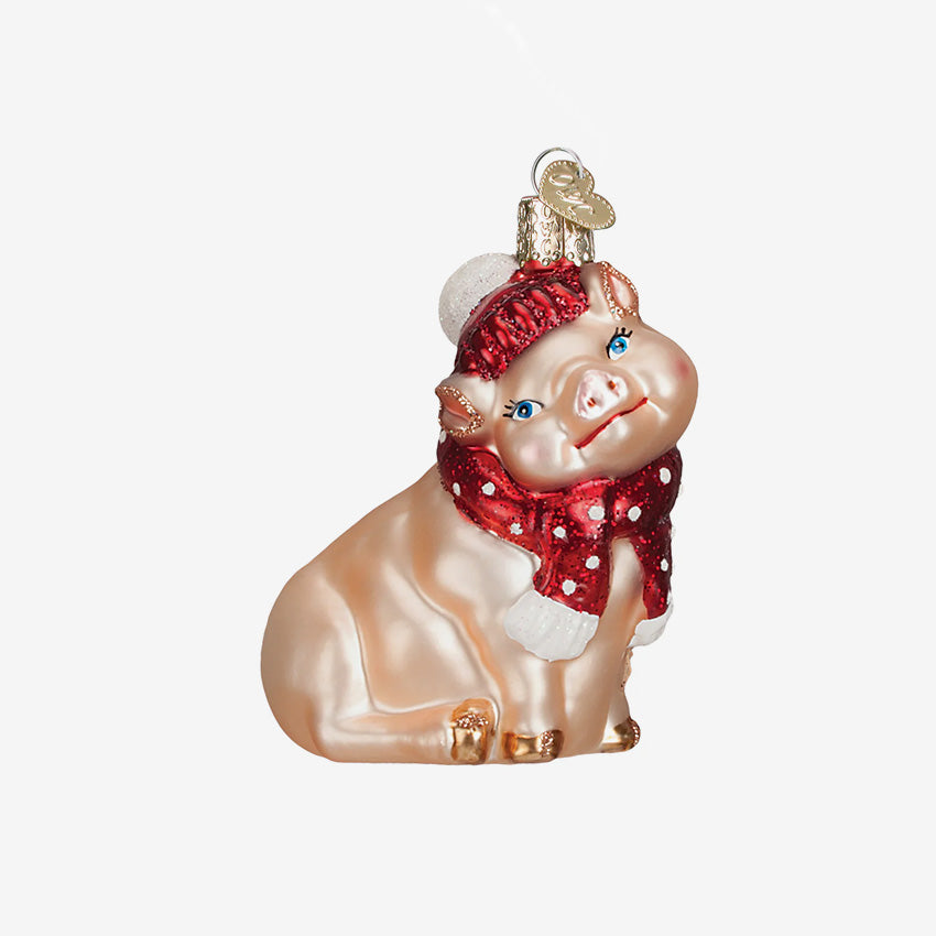 Old World Christmas | Ornement en verre soufflé - Cochon enneigé