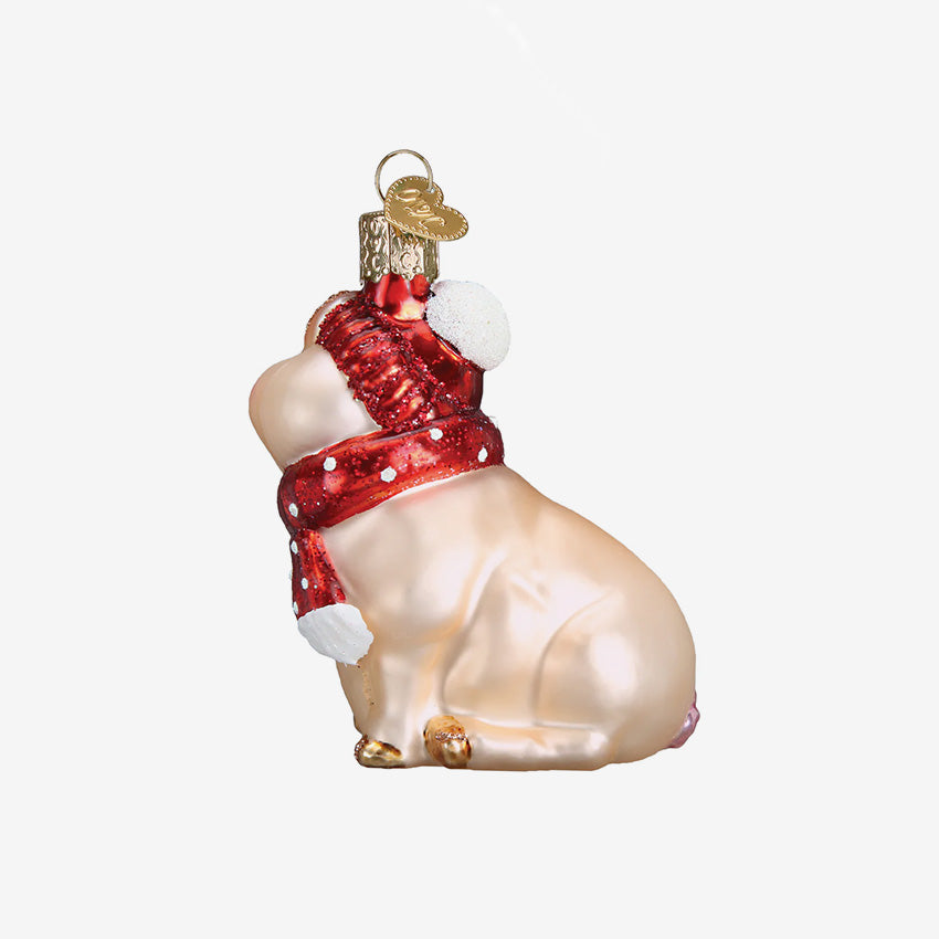 Old World Christmas | Ornement en verre soufflé - Cochon enneigé