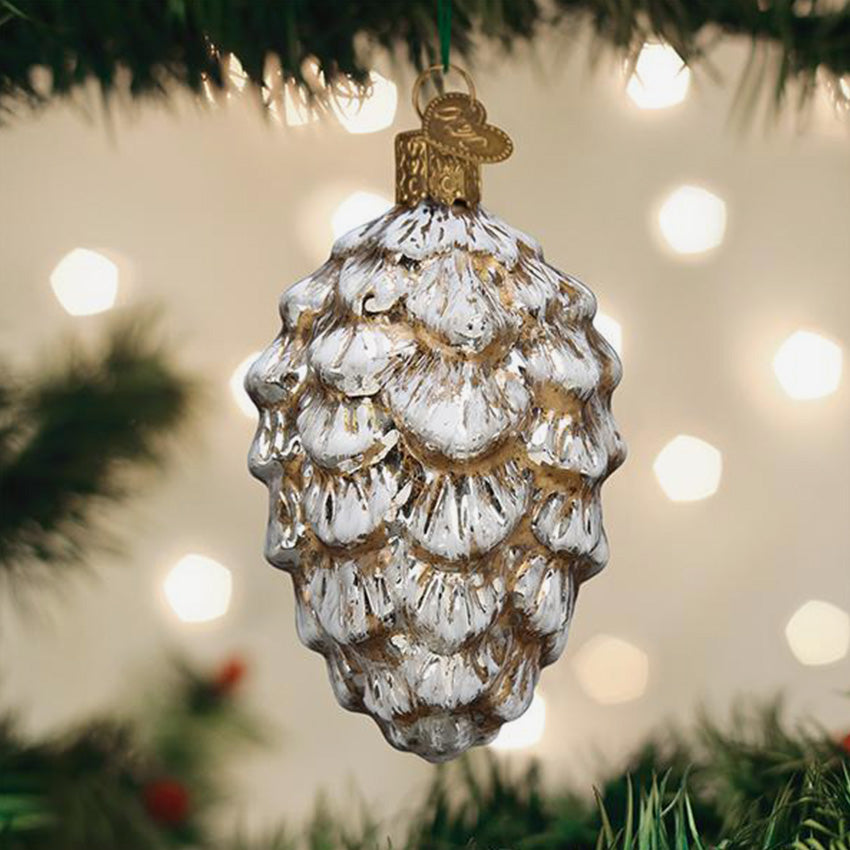 Old World Christmas | Ornement en verre soufflé - Pomme de pin Ponderosa vintage