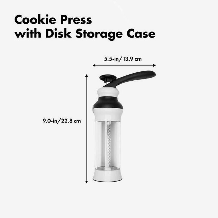 Ensemble de presse à biscuits OXO blanc en acier inoxydable et plastique H : 10.25 in