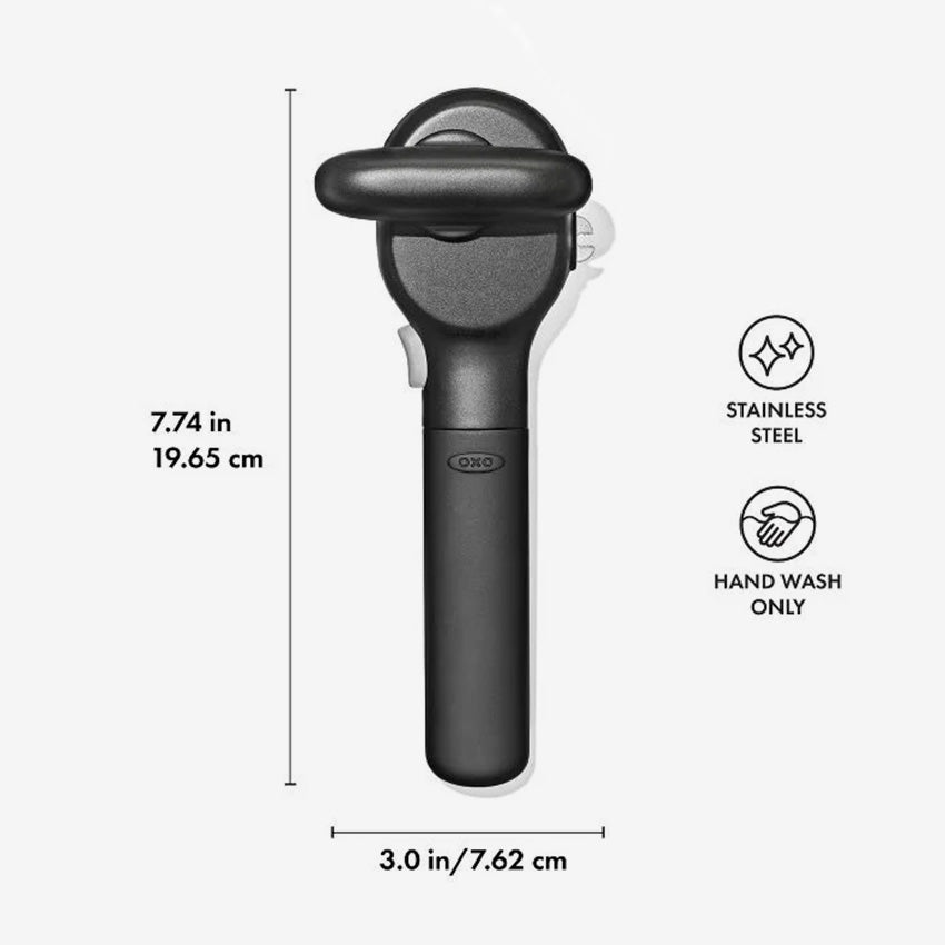 Ouvre-boîte OXO à bord lisse en acier inoxydable noir L : 7.5 in