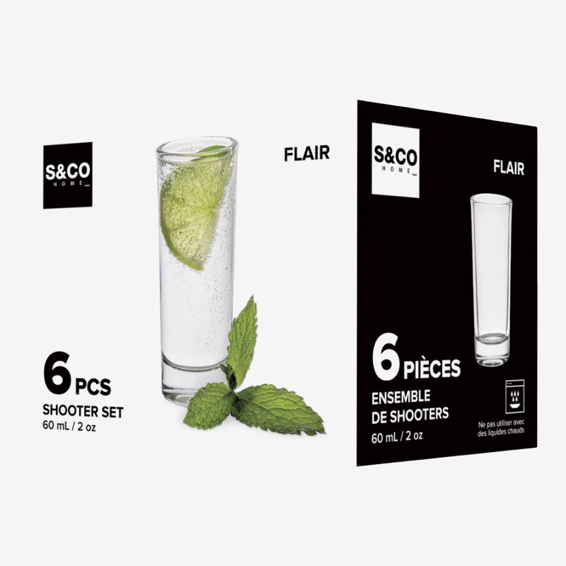 Safdie & Co | Flair Glass Shooters - Set of 6