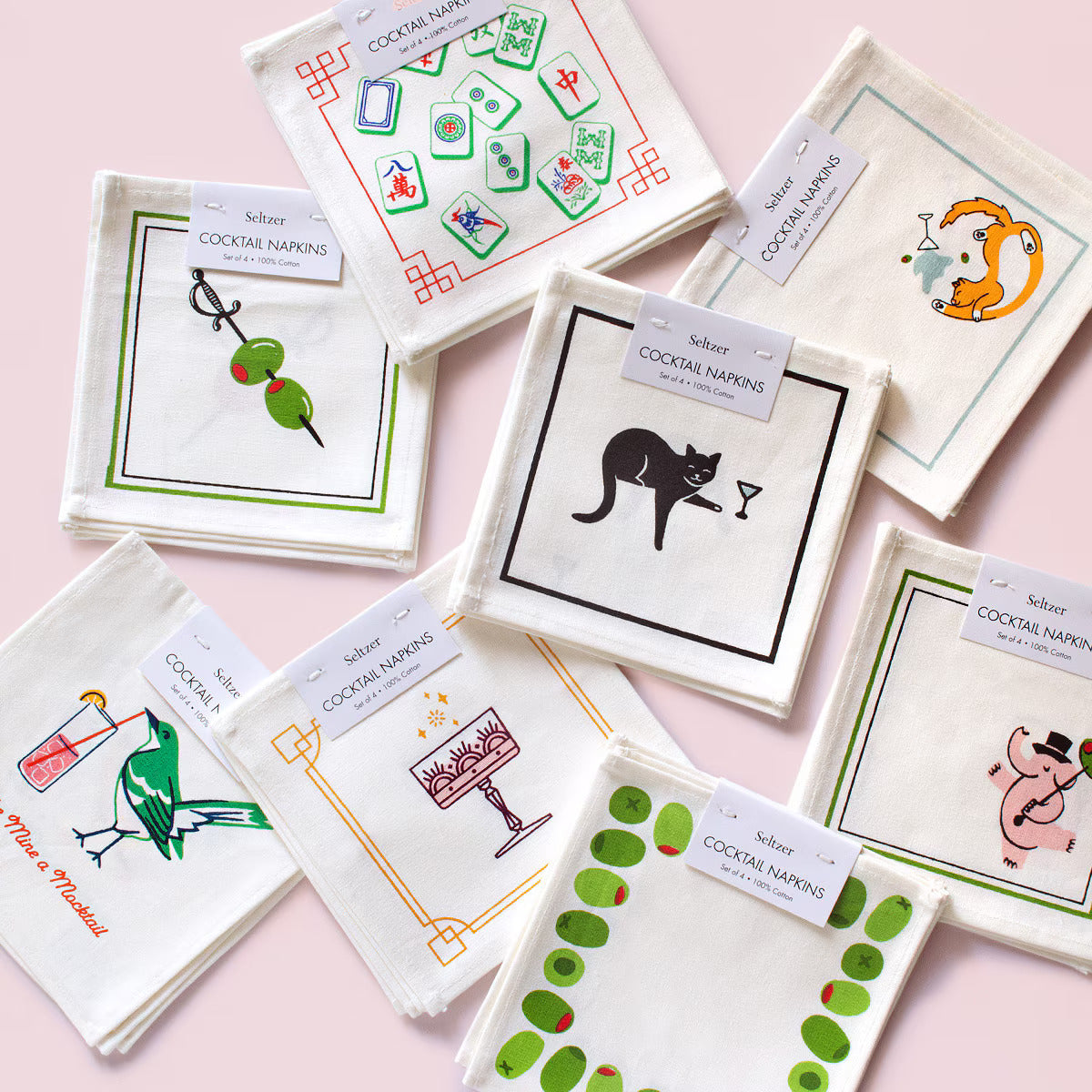 Seltzer Goods | Festive Glassware Cocktail Napkins - Set of 4