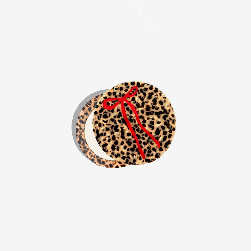 Solar Eclipse | Hand-painted Leopard Bow Compact Mirror