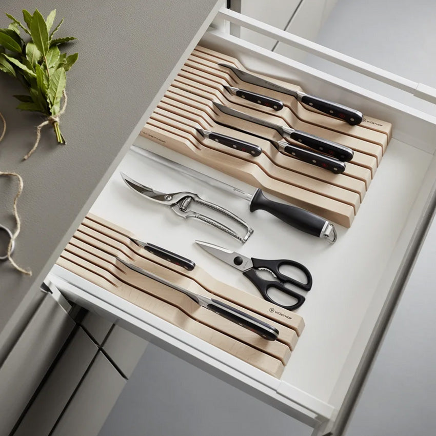 Wusthof | Knife Storage 15 Slot Beech In-Drawer Knife Tray