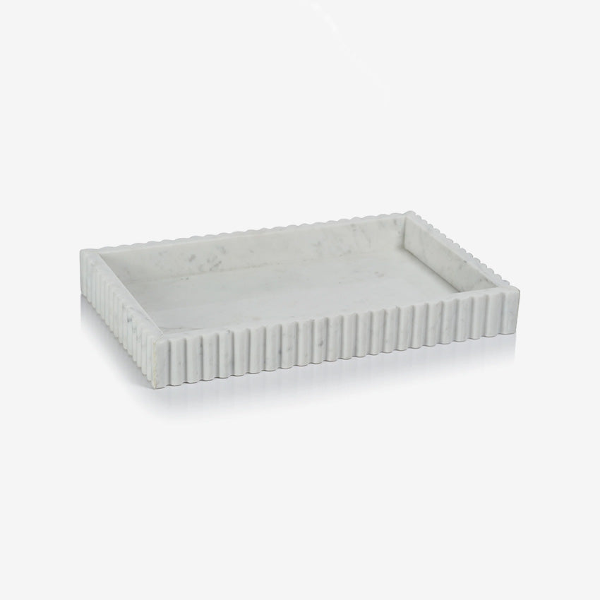 Zodax | Camogli Scalloped Marble Tray - White
