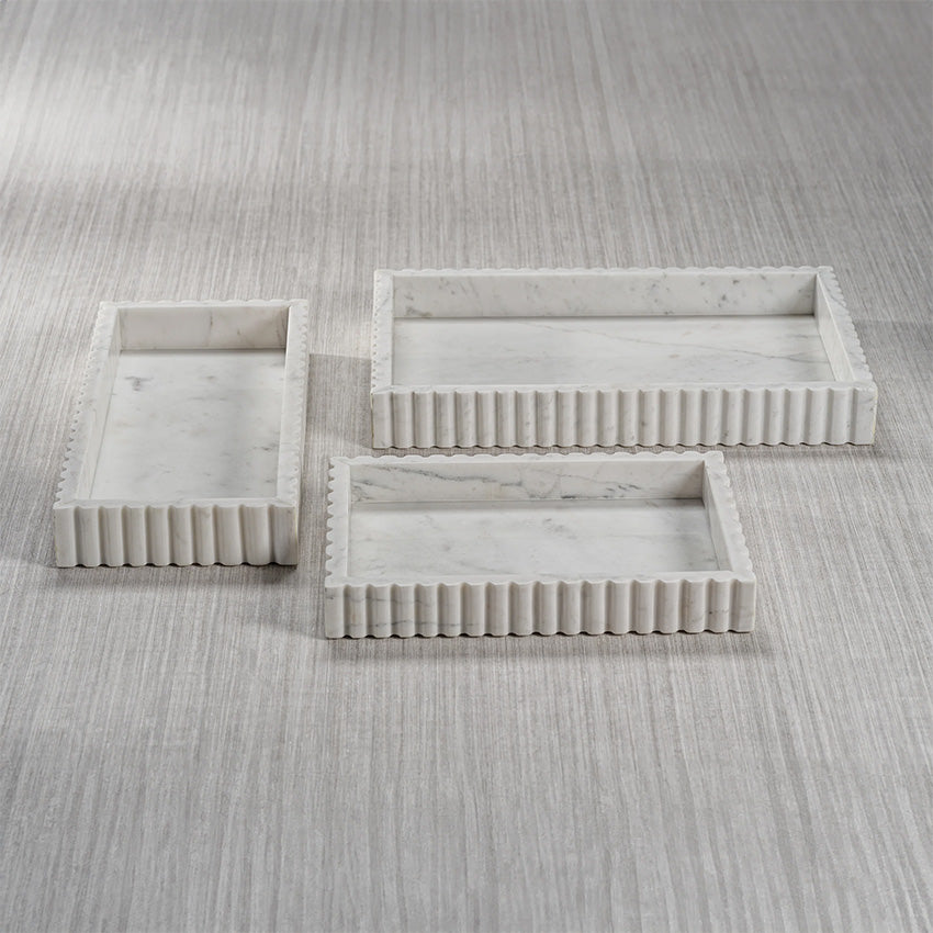 Zodax | Camogli Scalloped Marble Tray - White